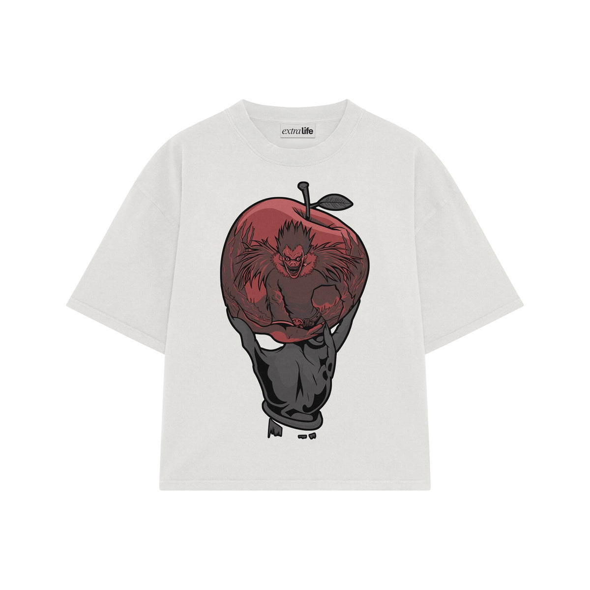 Playera streetwear premium de anime y gaming ExtraLife MX, corte oversized drop shoulder ligero y fresco en color Deep Black y Off-White, moda urbana mexicana de culto.