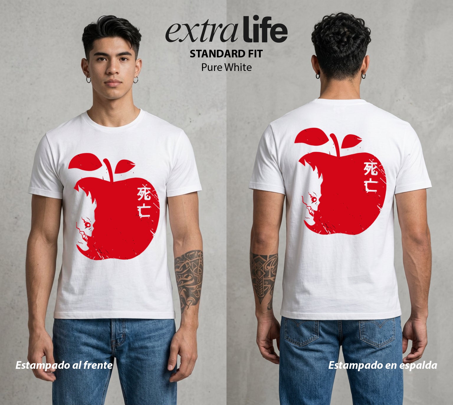 El Cuaderno del Juicio | El Shinigami del Otro Mundo #00947 - Playera Standard Fit | Pure White - Foto en modelo