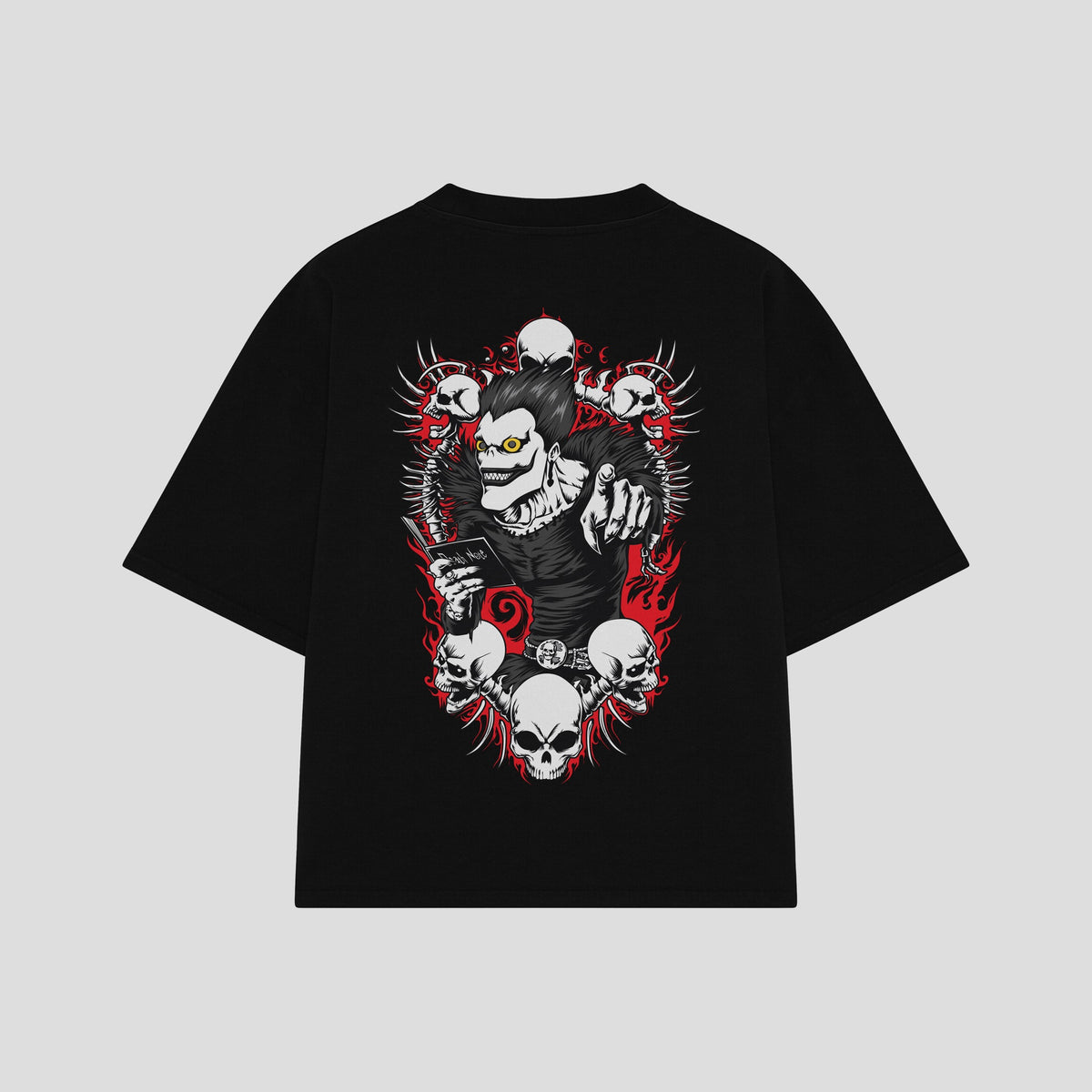 Playera streetwear premium de anime y gaming ExtraLife MX, corte oversized drop shoulder ligero y fresco en color Deep Black y Off-White, moda urbana mexicana de culto.