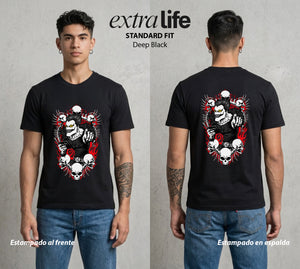 El Cuaderno del Juicio | La Manzana de la Muerte #00949 - Playera Standard Fit | Deep Black - Foto en modelo