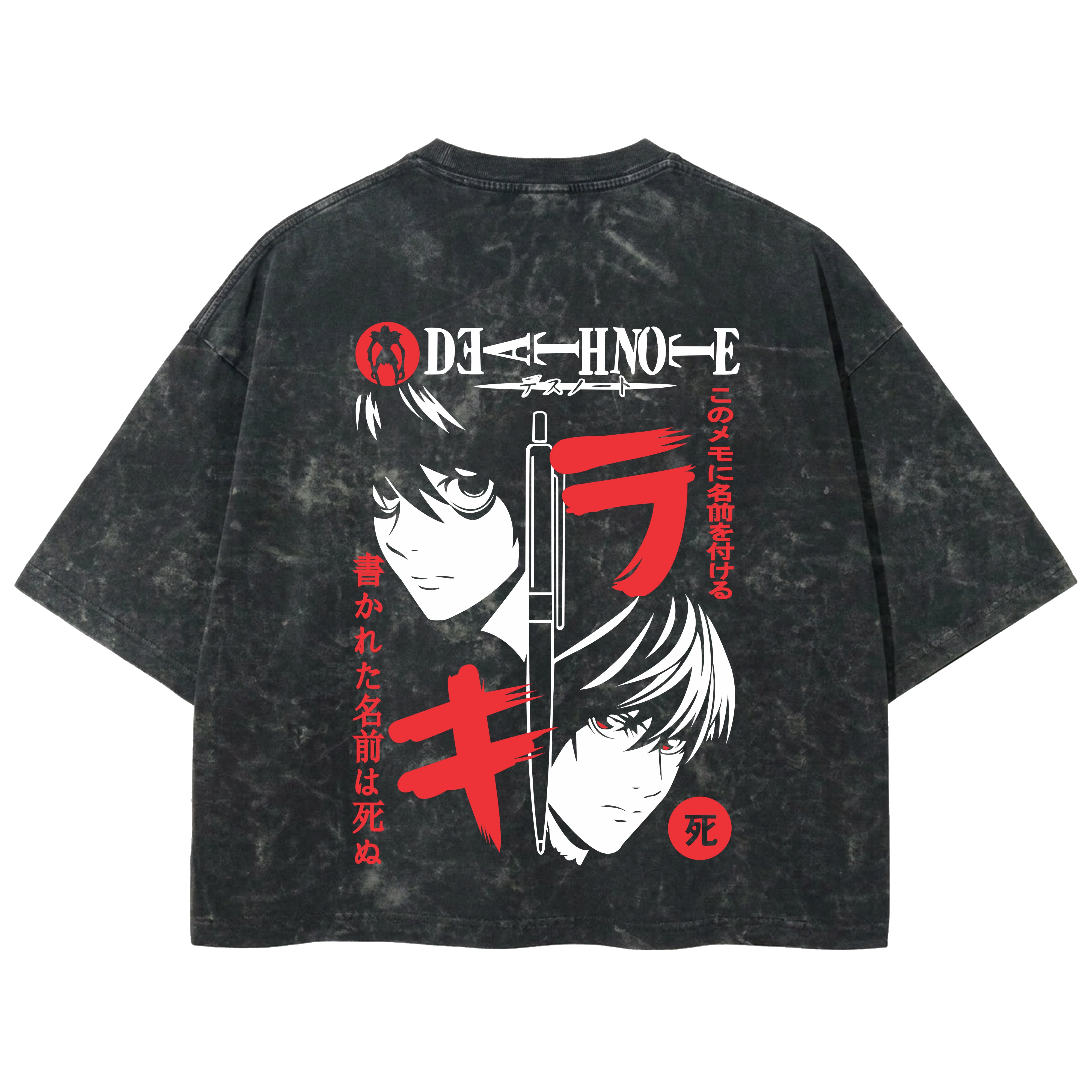 Playera streetwear premium de anime y gaming ExtraLife MX, corte boxy deluxe mineral wash heavyweight en color Acid Wash, moda urbana mexicana de culto.