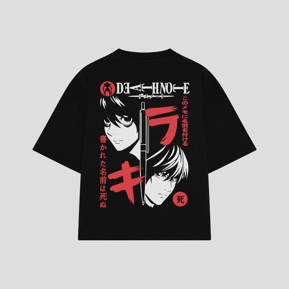 Playera streetwear premium de anime y gaming ExtraLife MX, corte oversized drop shoulder ligero y fresco en color Deep Black y Off-White, moda urbana mexicana de culto.