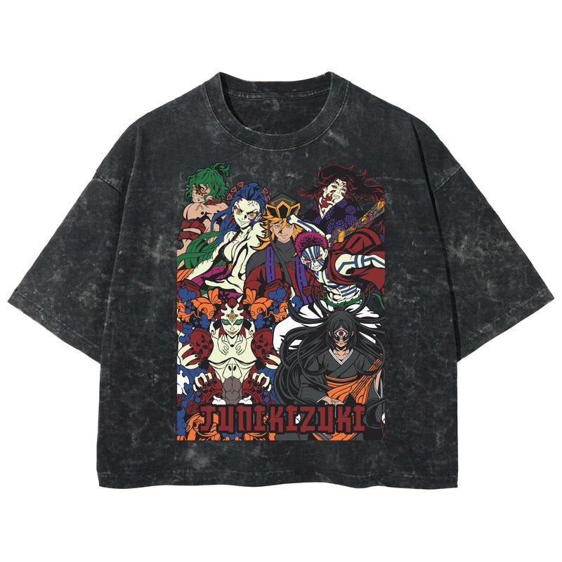 Playera streetwear premium de anime y gaming ExtraLife MX, corte boxy deluxe mineral wash heavyweight en color Acid Wash, moda urbana mexicana de culto.