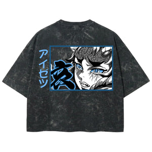 Playera streetwear premium de anime y gaming ExtraLife MX, corte boxy deluxe mineral wash heavyweight en color Acid Wash, moda urbana mexicana de culto.