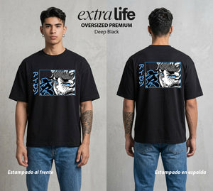 Cazadores de la Noche | El Llanto del Luto #00956 - Playera Oversized Premium | Deep Black - Foto en modelo