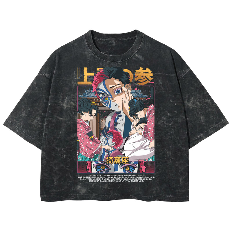 Playera streetwear premium de anime y gaming ExtraLife MX, corte boxy deluxe mineral wash heavyweight en color Acid Wash, moda urbana mexicana de culto.