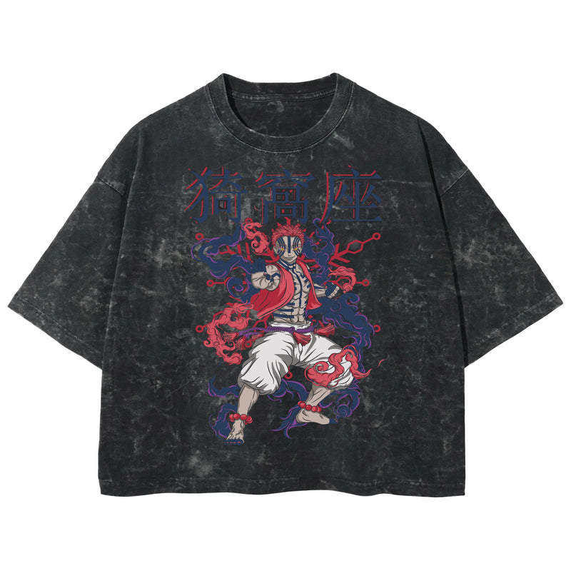 Playera streetwear premium de anime y gaming ExtraLife MX, corte boxy deluxe mineral wash heavyweight en color Acid Wash, moda urbana mexicana de culto.