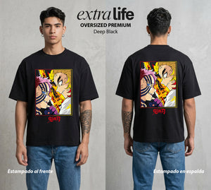 Cazadores de la Noche | El Pillar de las Llamas #00959 - Playera Oversized Premium | Deep Black - Foto en modelo