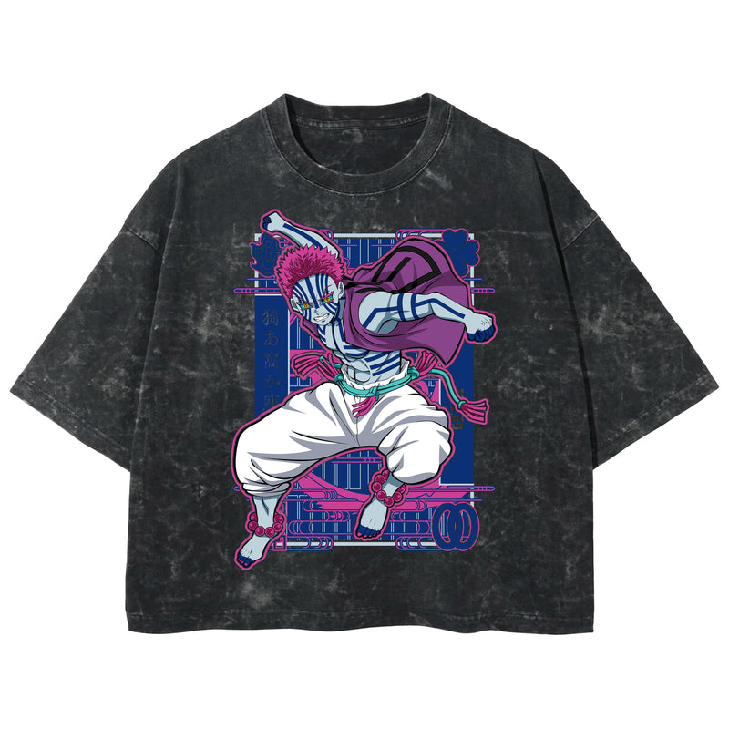 Playera streetwear premium de anime y gaming ExtraLife MX, corte boxy deluxe mineral wash heavyweight en color Acid Wash, moda urbana mexicana de culto.