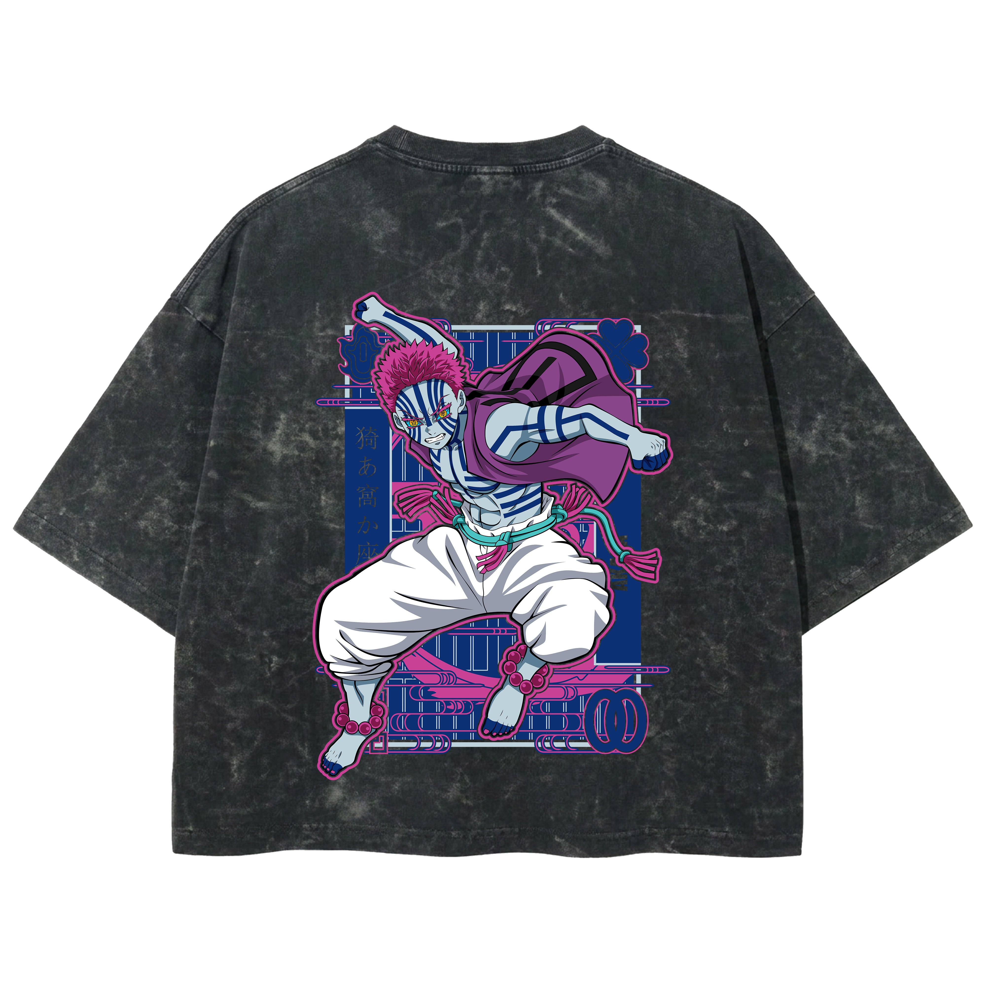 Playera streetwear premium de anime y gaming ExtraLife MX, corte boxy deluxe mineral wash heavyweight en color Acid Wash, moda urbana mexicana de culto.