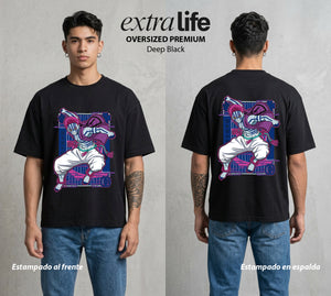 Cazadores de la Noche | Fuerza Superior al Humano #00961 - Playera Oversized Premium | Deep Black - Foto en modelo