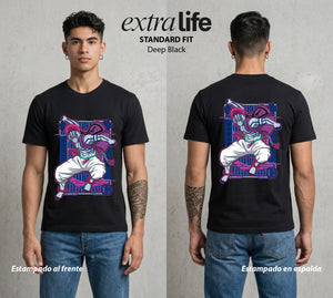 Cazadores de la Noche | Fuerza Superior al Humano #00961 - Playera Standard Fit | Deep Black - Foto en modelo