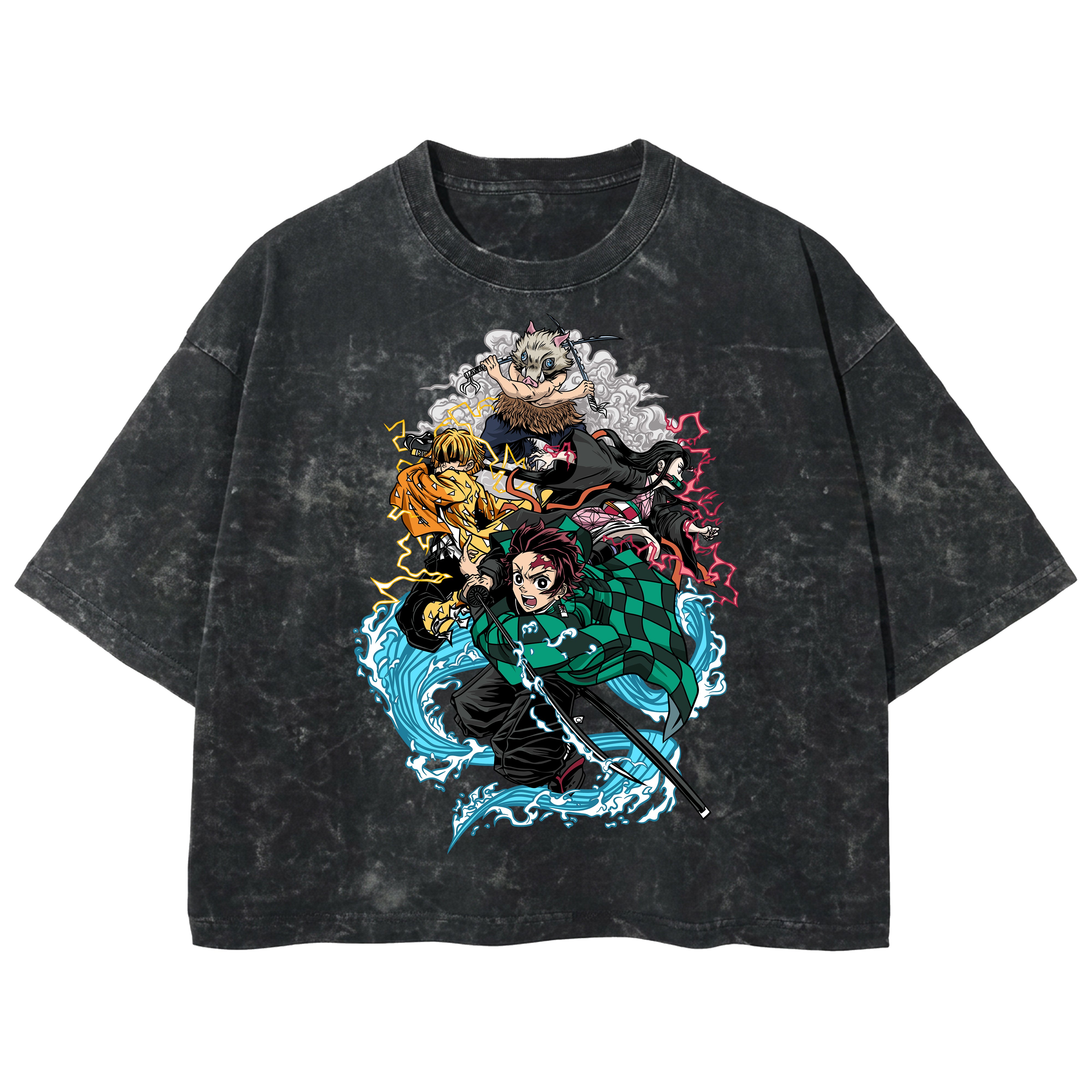 Playera streetwear premium de anime y gaming ExtraLife MX, corte boxy deluxe mineral wash heavyweight en color Acid Wash, moda urbana mexicana de culto.