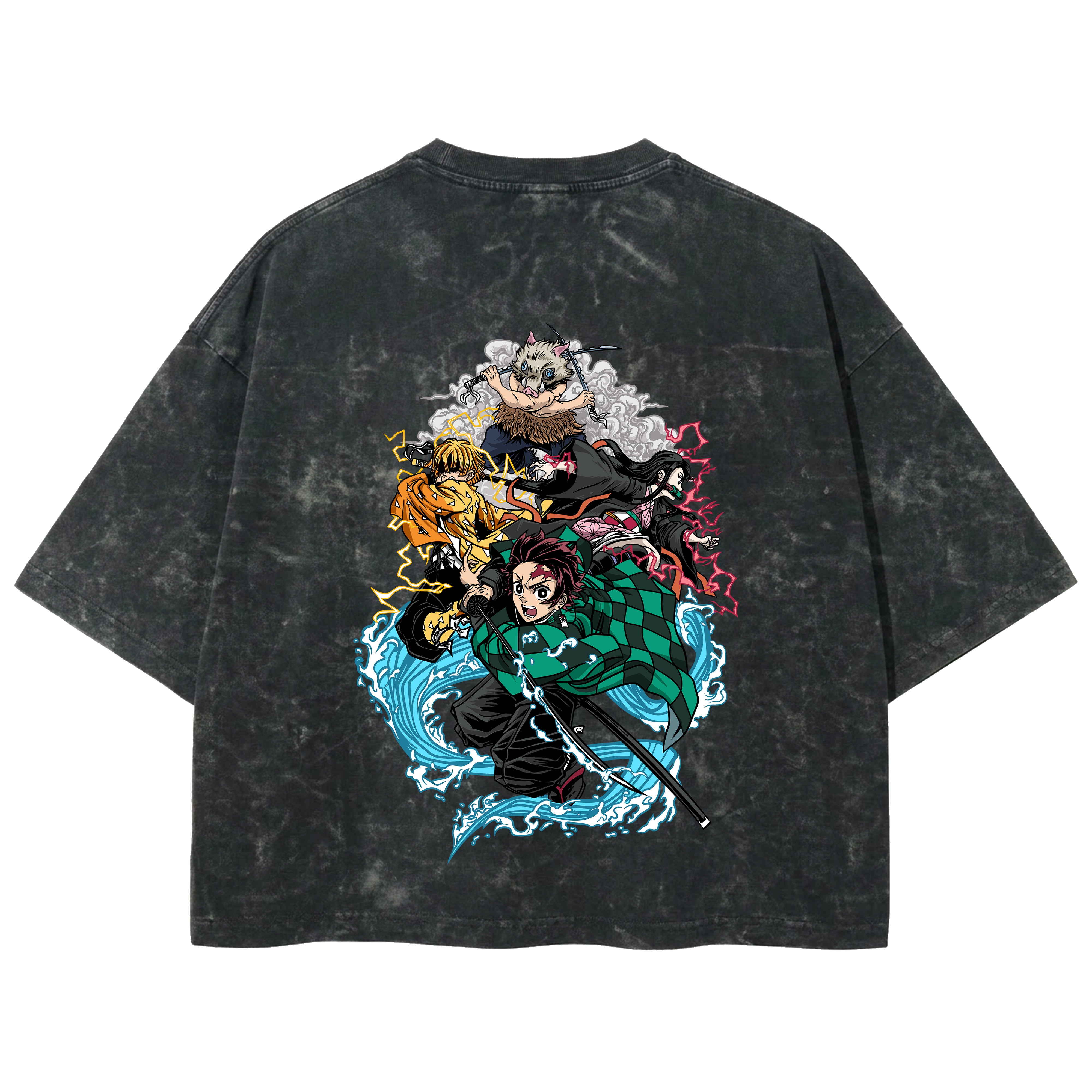 Playera streetwear premium de anime y gaming ExtraLife MX, corte boxy deluxe mineral wash heavyweight en color Acid Wash, moda urbana mexicana de culto.