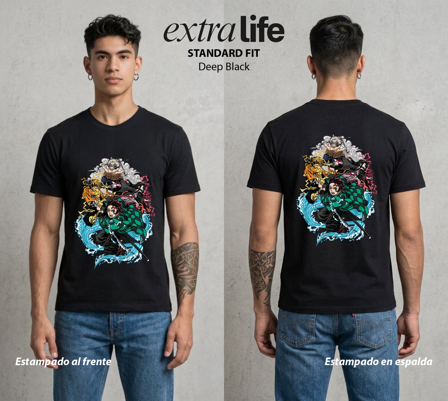 Cazadores de la Noche | Los Heroes del Futuro #00962 - Playera Standard Fit | Deep Black - Foto en modelo
