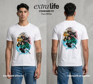 Cazadores de la Noche | Los Heroes del Futuro #00962 - Playera Standard Fit | Pure White - Foto en modelo