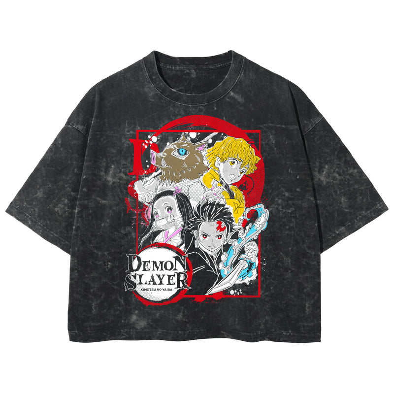 Playera streetwear premium de anime y gaming ExtraLife MX, corte boxy deluxe mineral wash heavyweight en color Acid Wash, moda urbana mexicana de culto.