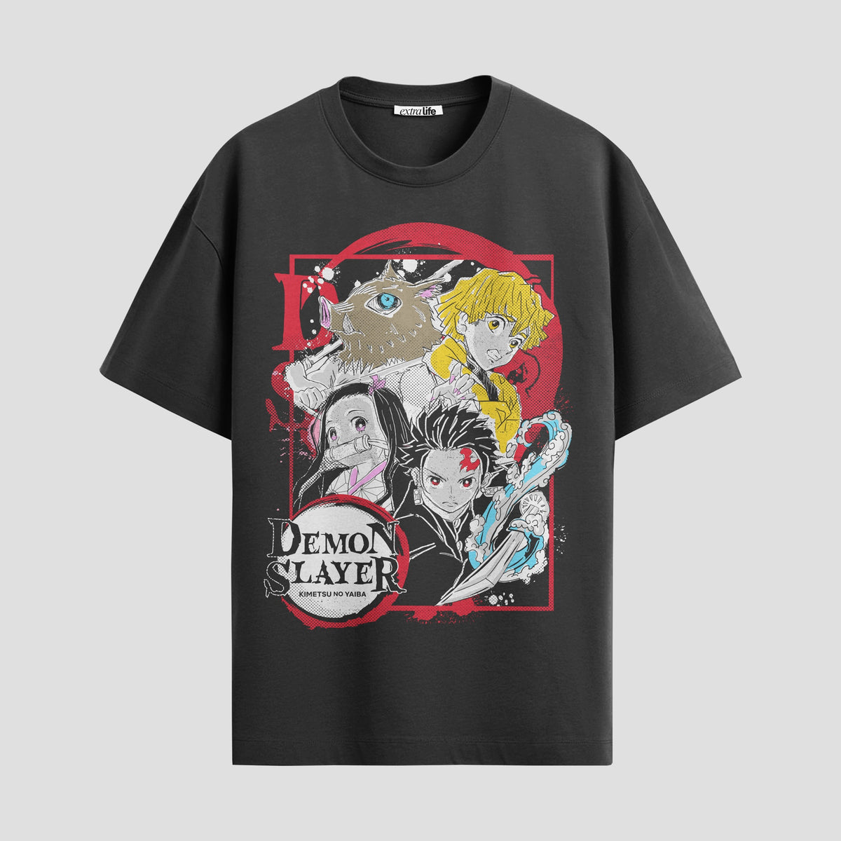 Playera urbana de anime y gaming ExtraLife MX, corte Classic Premium unisex ligero y transpirable en color Deep Black y Pure White, ropa de uso diario para gym y casual.