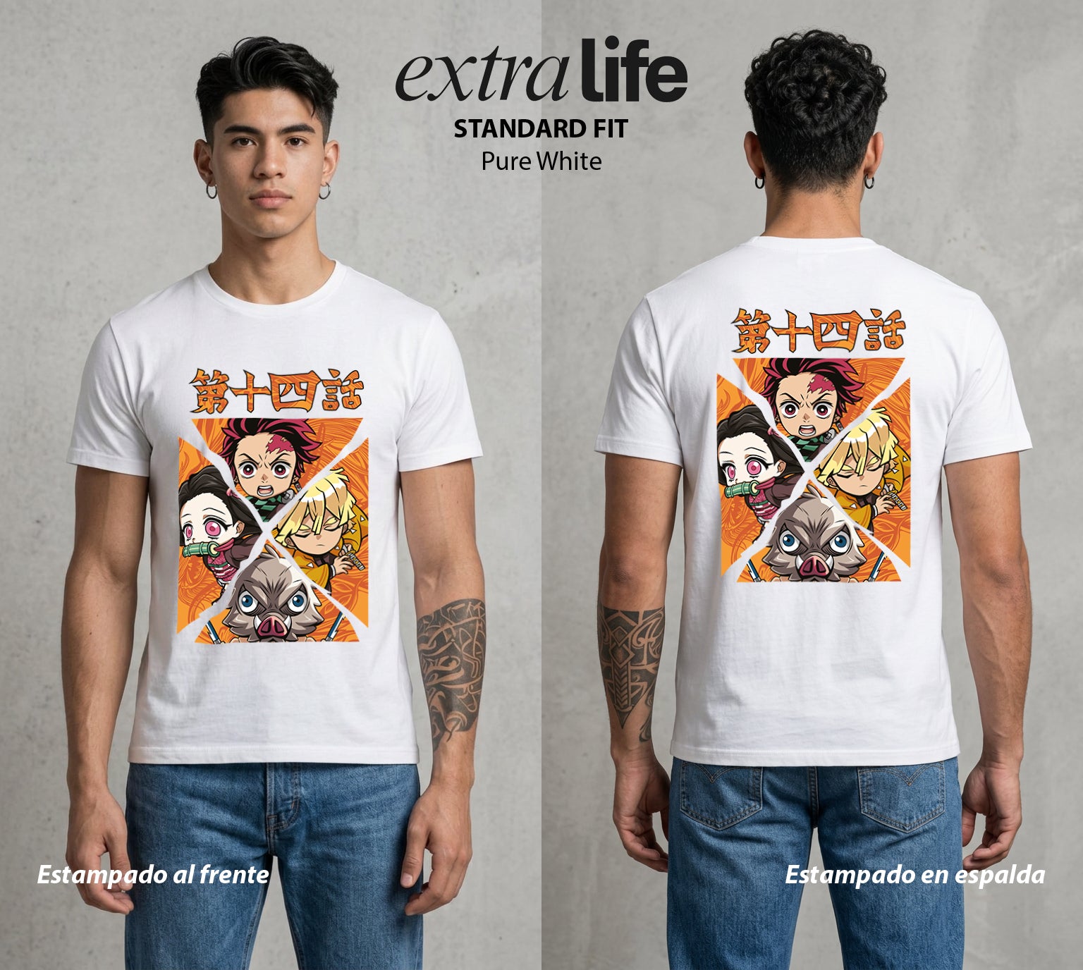 Cazadores de la Noche | Clase 1-A #00965 - Playera Standard Fit | Pure White - Foto en modelo