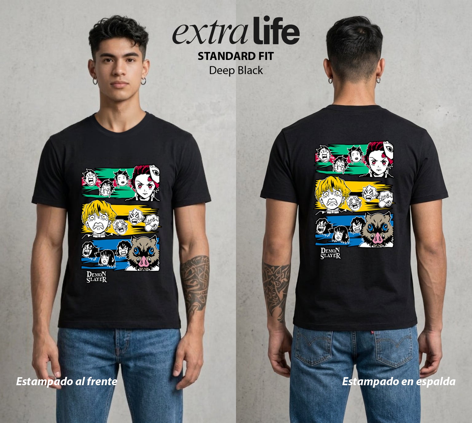 Cazadores de la Noche | Los Heroes del Futuro #00966 - Playera Standard Fit | Deep Black - Foto en modelo