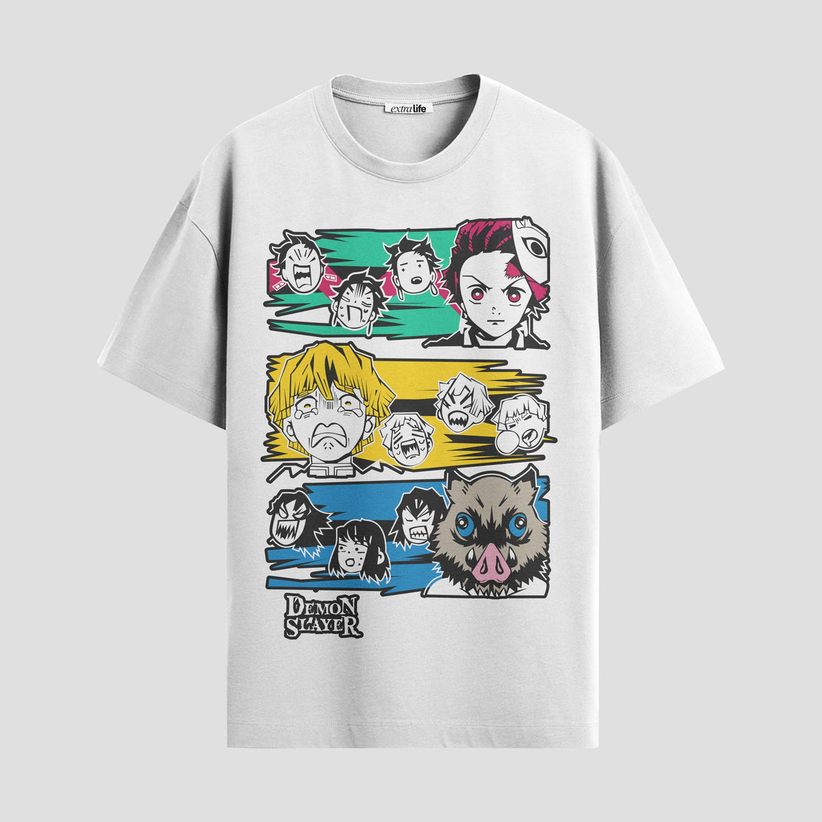 Playera urbana de anime y gaming ExtraLife MX, corte Classic Premium unisex ligero y transpirable en color Deep Black y Pure White, ropa de uso diario para gym y casual.