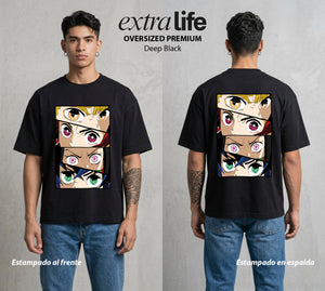 Cazadores de la Noche | Los Heroes del Futuro #00967 - Playera Oversized Premium | Deep Black - Foto en modelo