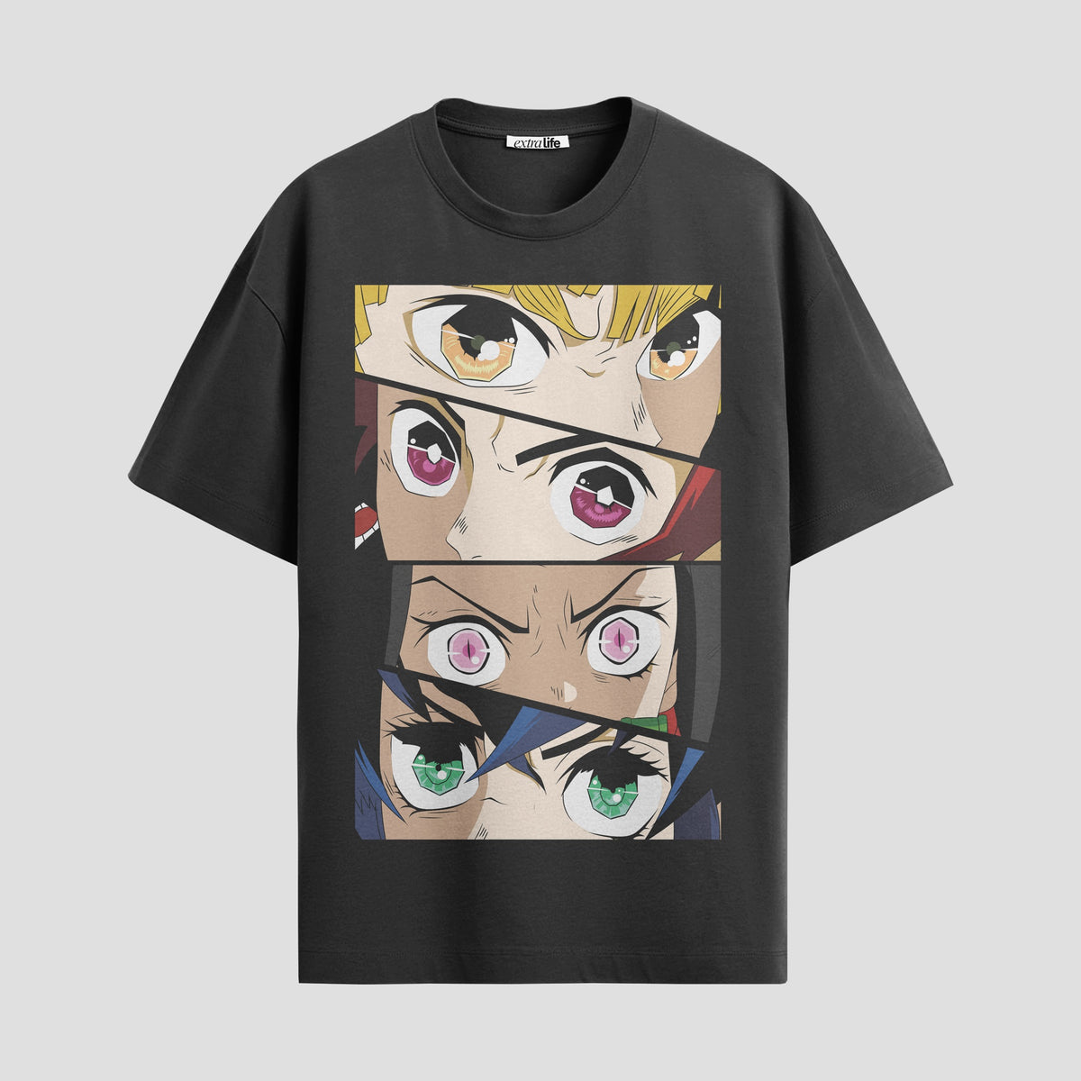 Playera urbana de anime y gaming ExtraLife MX, corte Classic Premium unisex ligero y transpirable en color Deep Black y Pure White, ropa de uso diario para gym y casual.