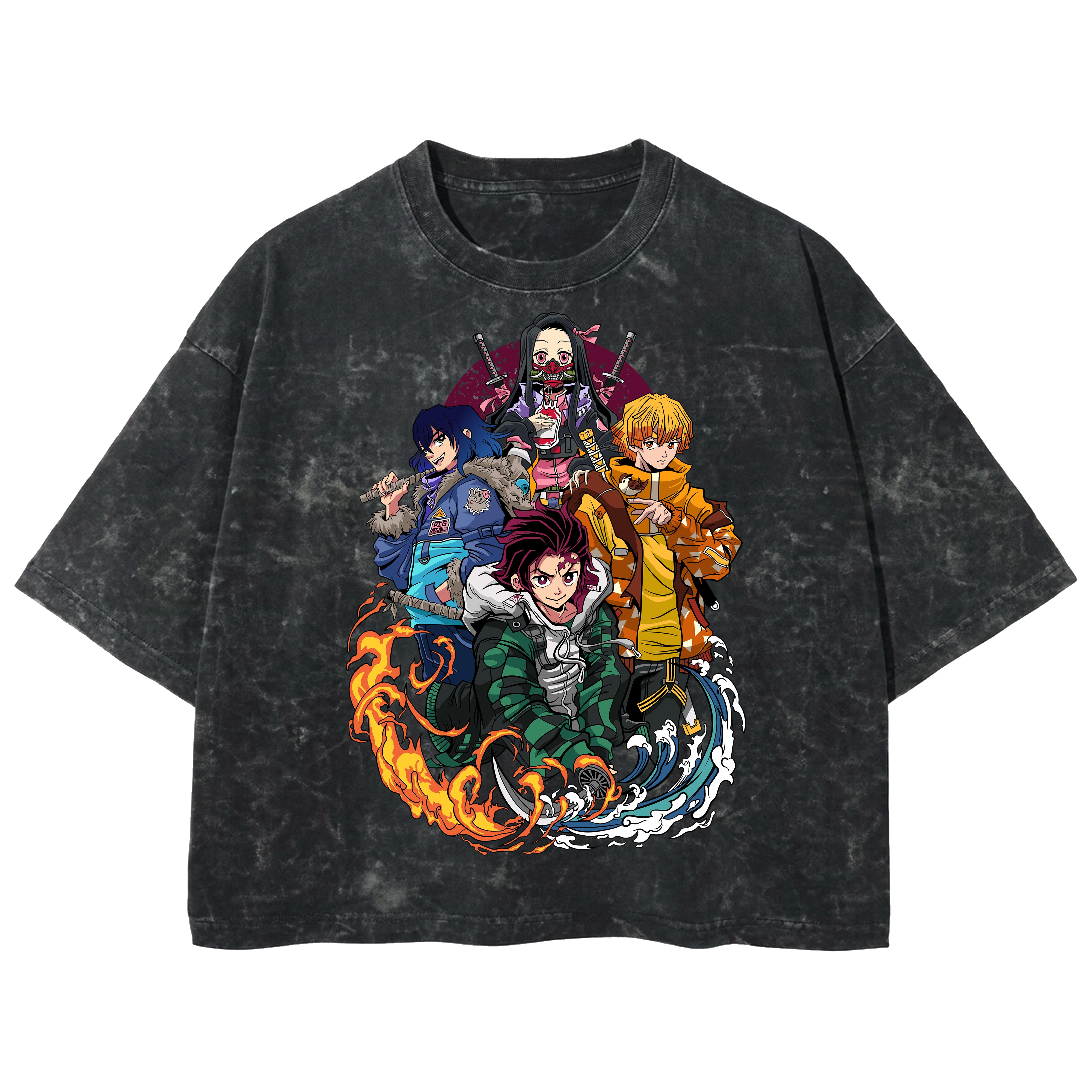 Playera streetwear premium de anime y gaming ExtraLife MX, corte boxy deluxe mineral wash heavyweight en color Acid Wash, moda urbana mexicana de culto.