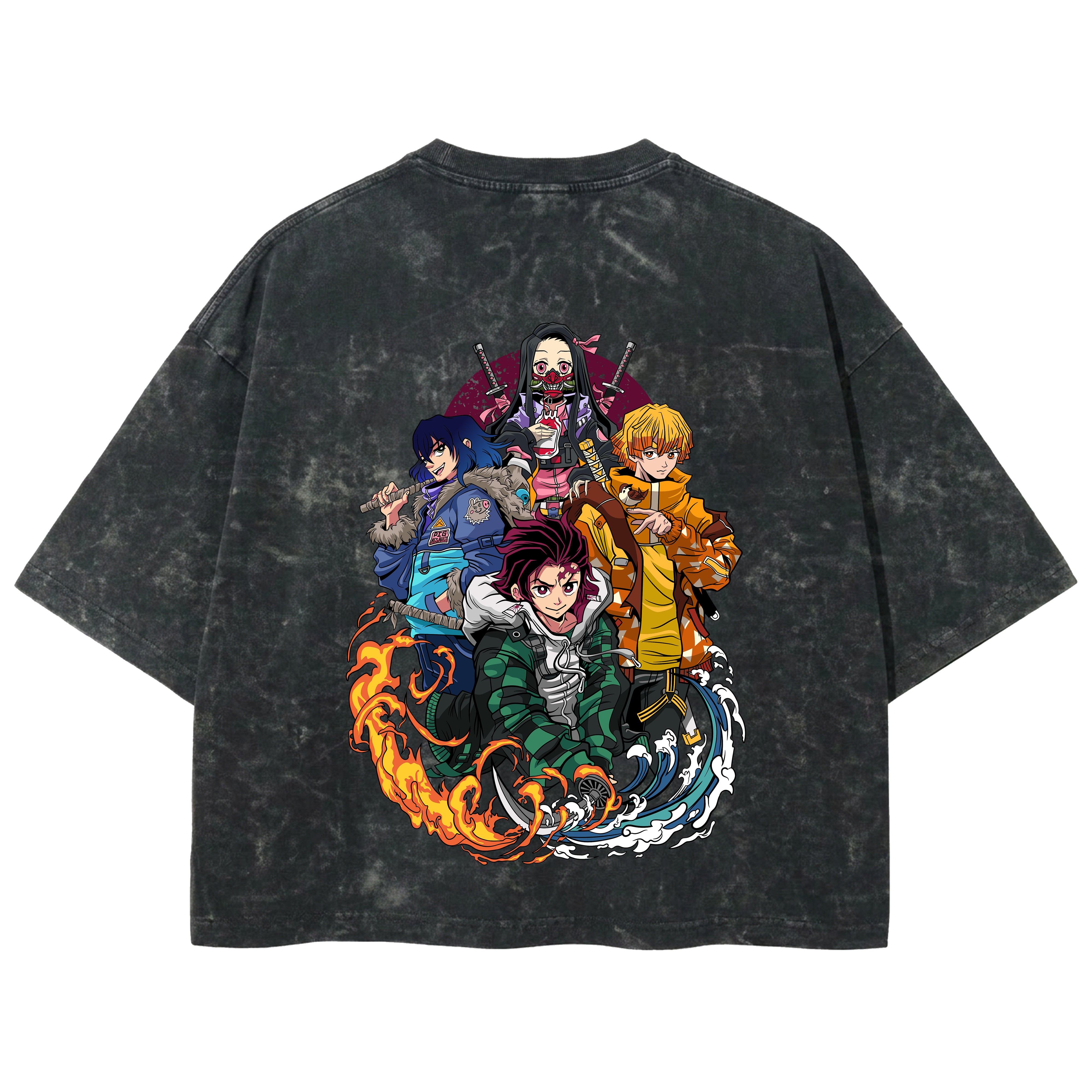 Playera streetwear premium de anime y gaming ExtraLife MX, corte boxy deluxe mineral wash heavyweight en color Acid Wash, moda urbana mexicana de culto.