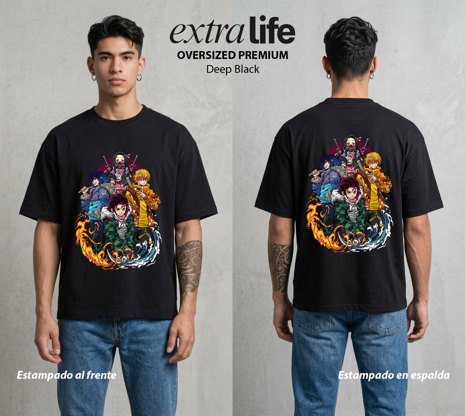 Cazadores de la Noche | Clase 1-A #00968 - Playera Oversized Premium | Deep Black - Foto en modelo