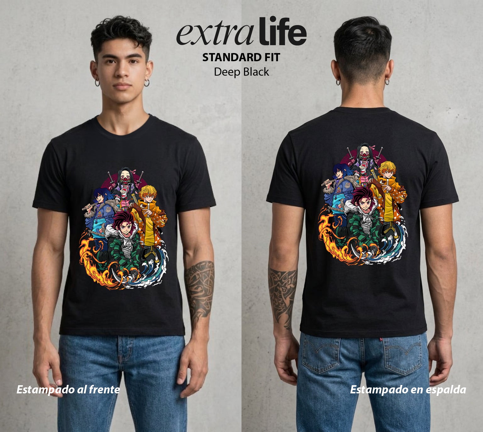 Cazadores de la Noche | Clase 1-A #00968 - Playera Standard Fit | Deep Black - Foto en modelo