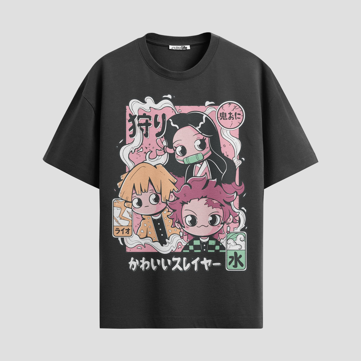 Playera urbana de anime y gaming ExtraLife MX, corte Classic Premium unisex ligero y transpirable en color Deep Black y Pure White, ropa de uso diario para gym y casual.