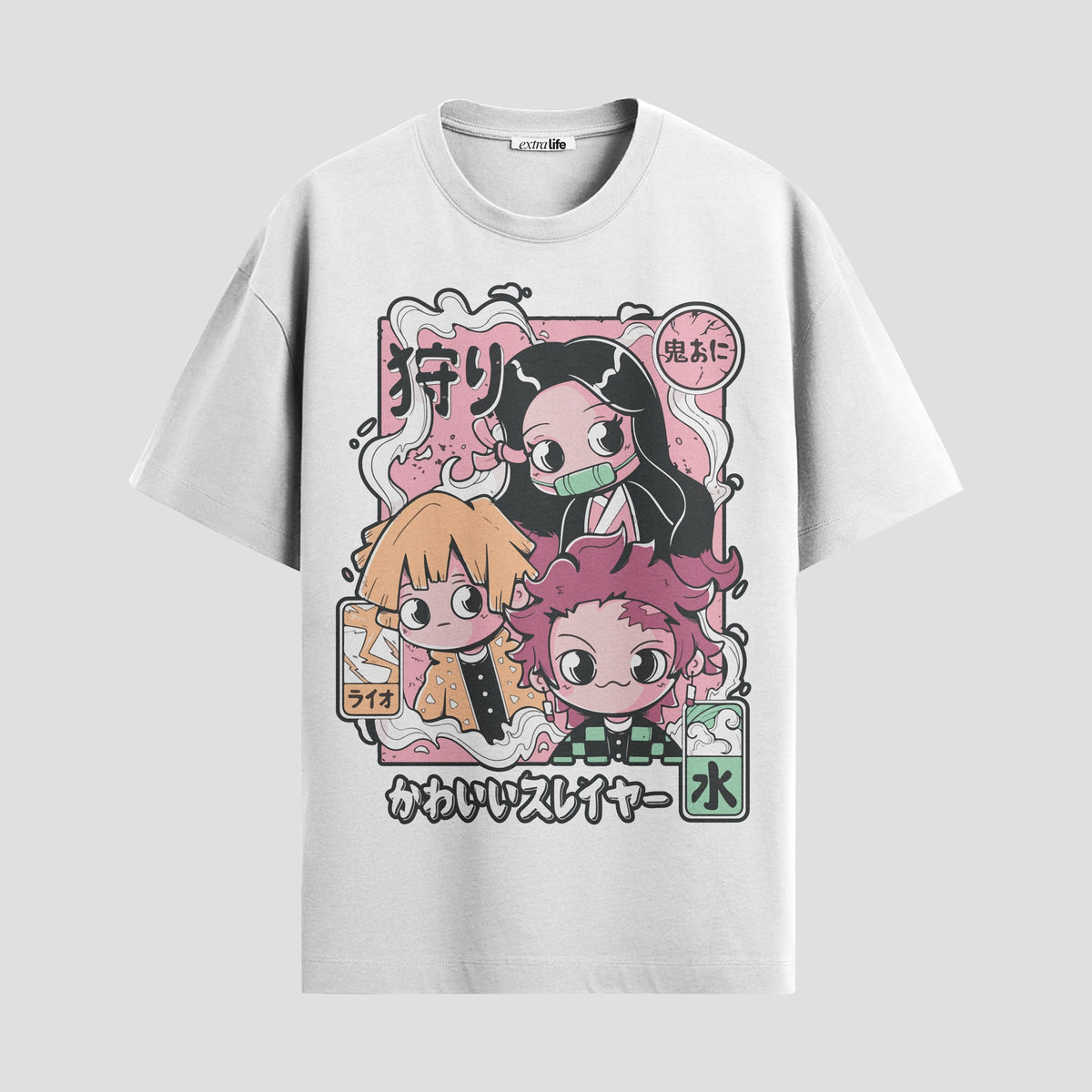 Playera urbana de anime y gaming ExtraLife MX, corte Classic Premium unisex ligero y transpirable en color Deep Black y Pure White, ropa de uso diario para gym y casual.