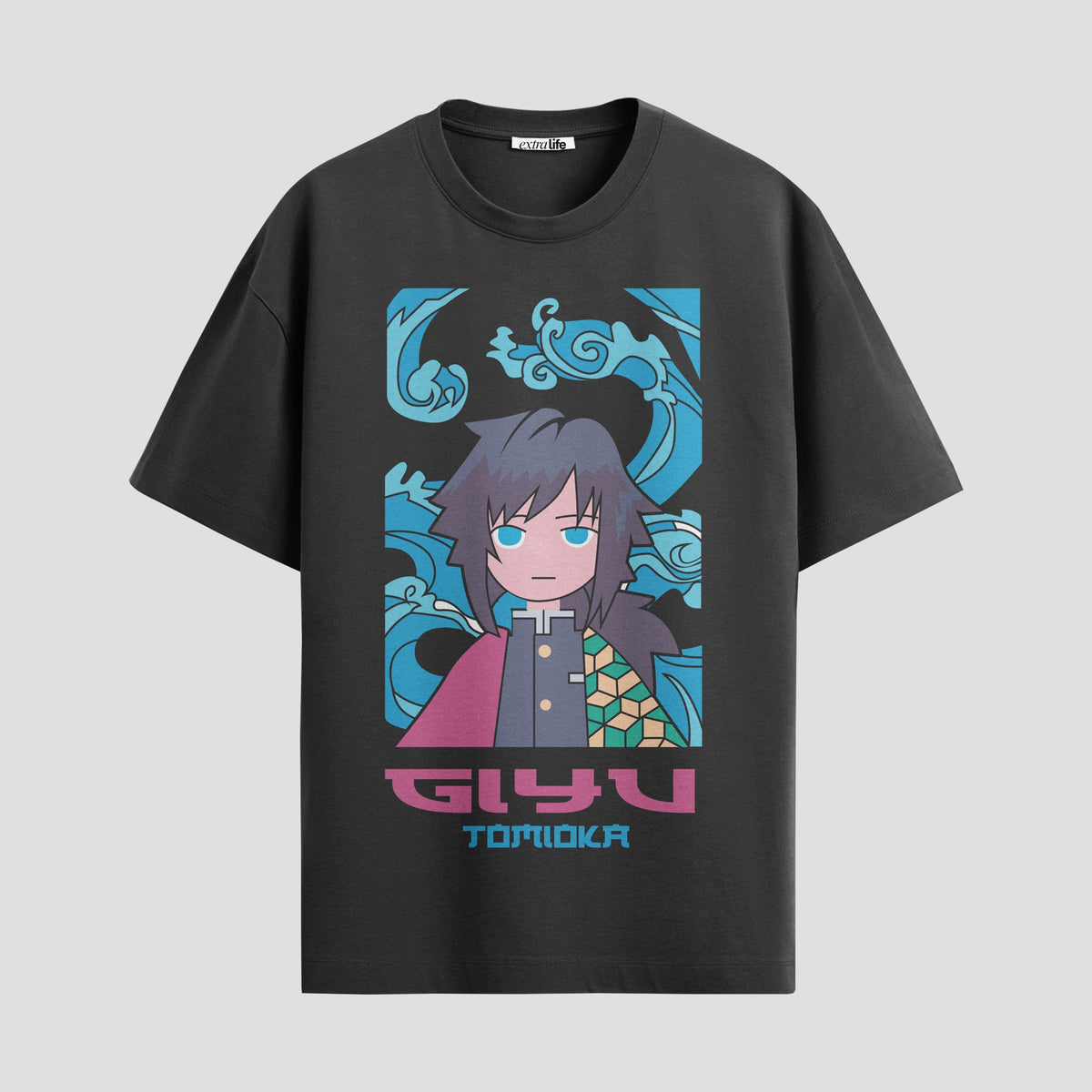 Playera urbana de anime y gaming ExtraLife MX, corte Classic Premium unisex ligero y transpirable en color Deep Black y Pure White, ropa de uso diario para gym y casual.