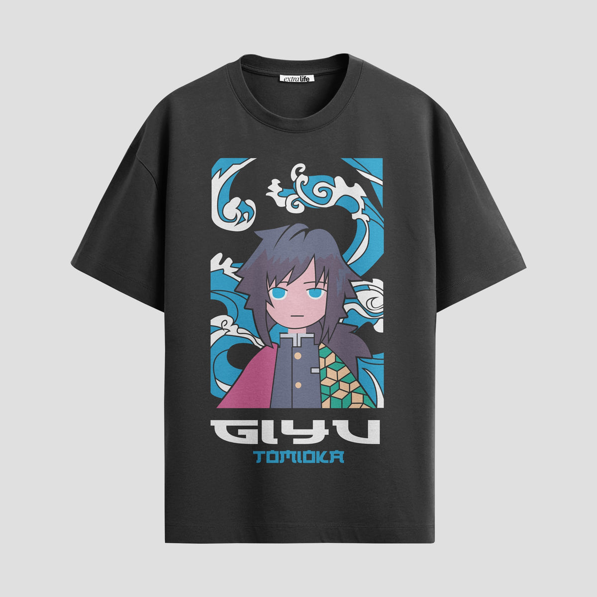 Playera urbana de anime y gaming ExtraLife MX, corte Classic Premium unisex ligero y transpirable en color Deep Black y Pure White, ropa de uso diario para gym y casual.