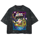 Playera streetwear premium de anime y gaming ExtraLife MX, corte boxy deluxe mineral wash heavyweight en color Acid Wash, moda urbana mexicana de culto.