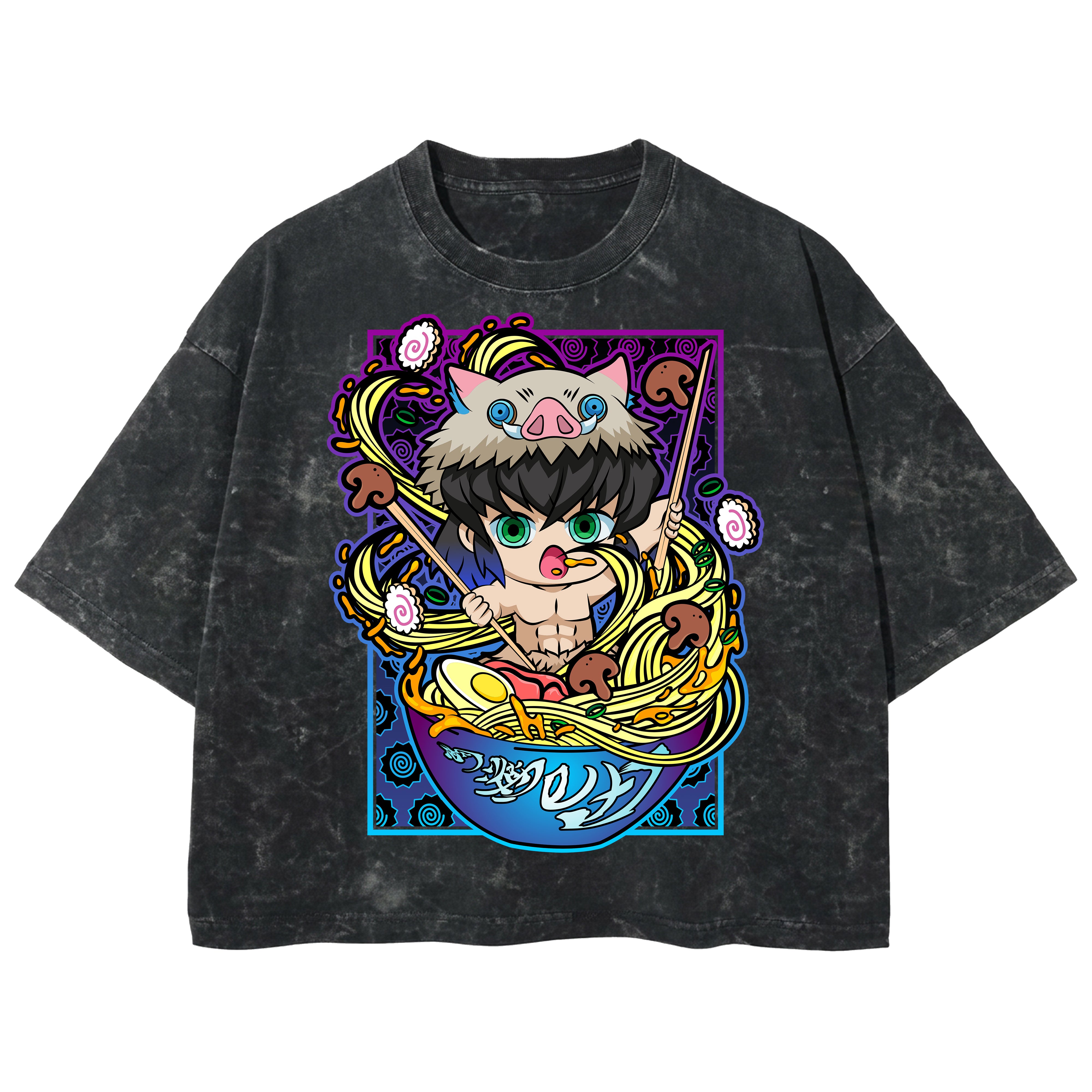 Playera streetwear premium de anime y gaming ExtraLife MX, corte boxy deluxe mineral wash heavyweight en color Acid Wash, moda urbana mexicana de culto.