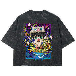 Playera streetwear premium de anime y gaming ExtraLife MX, corte boxy deluxe mineral wash heavyweight en color Acid Wash, moda urbana mexicana de culto.