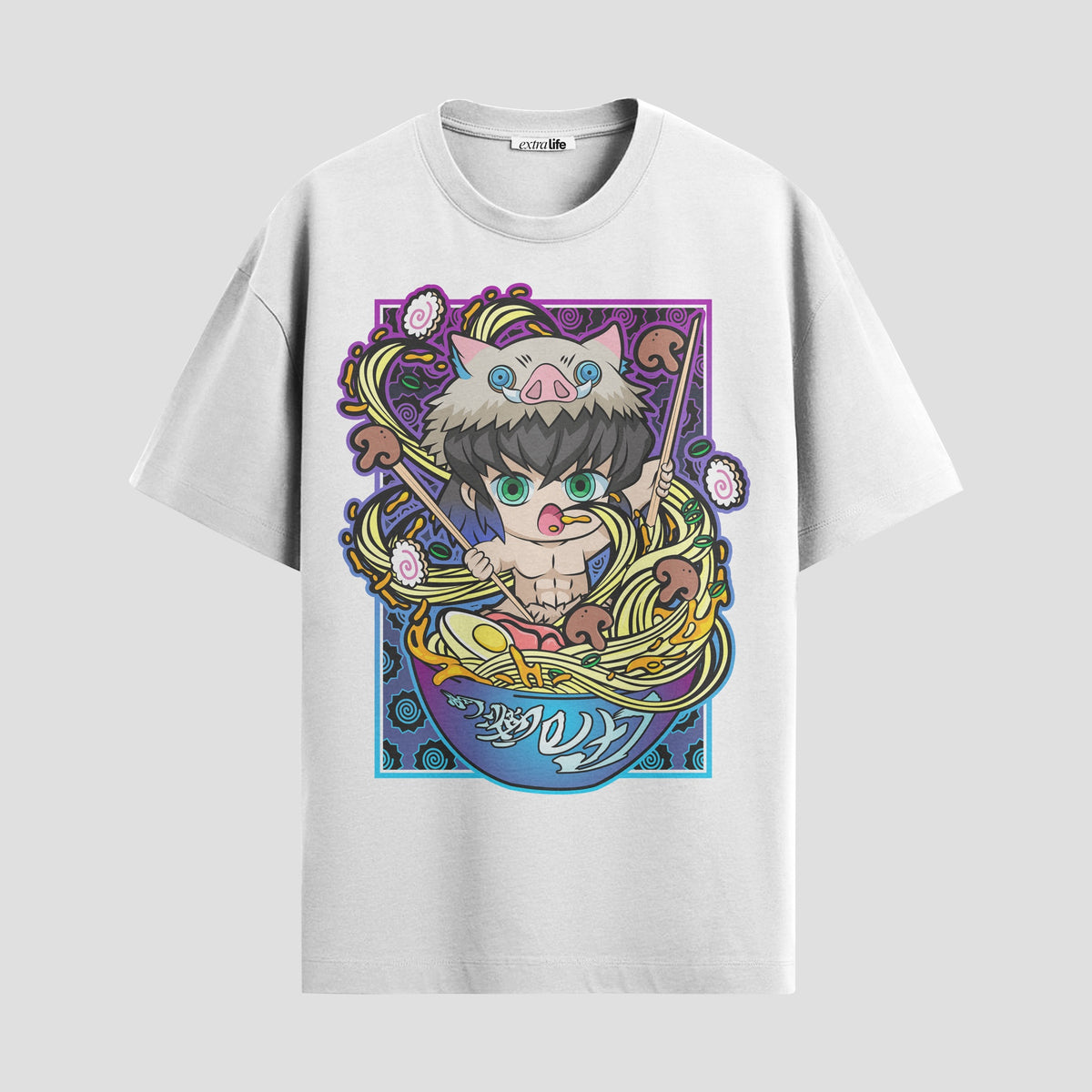 Playera urbana de anime y gaming ExtraLife MX, corte Classic Premium unisex ligero y transpirable en color Deep Black y Pure White, ropa de uso diario para gym y casual.