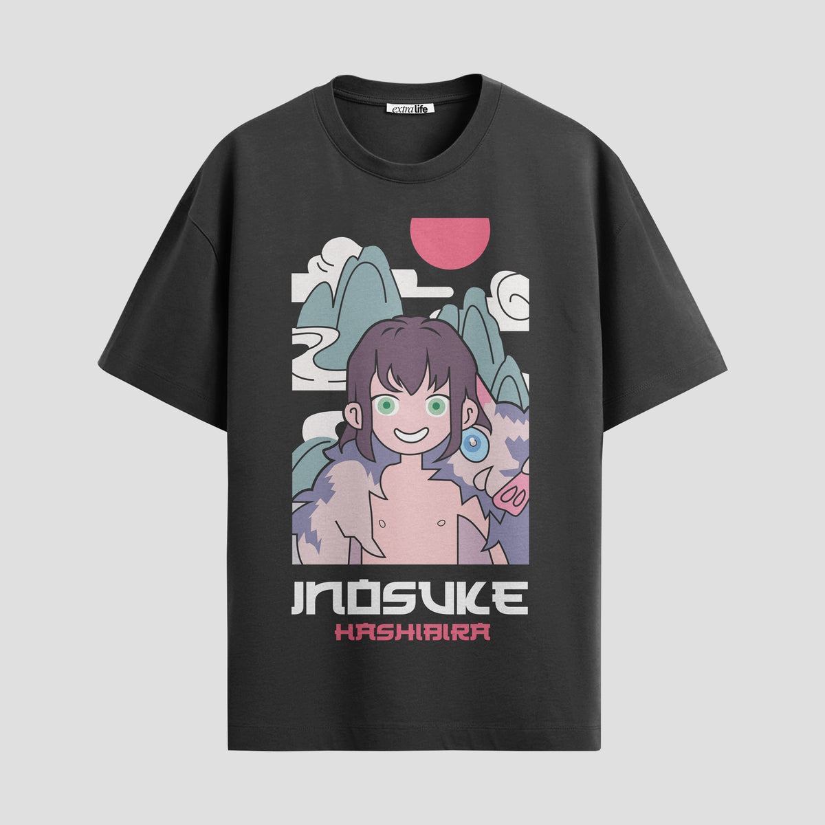 Playera urbana de anime y gaming ExtraLife MX, corte Classic Premium unisex ligero y transpirable en color Deep Black y Pure White, ropa de uso diario para gym y casual.