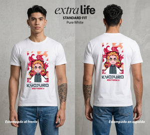 Cazadores de la Noche | El Pillar de las Llamas Chibi #00975 - Playera Standard Fit | Pure White - Foto en modelo