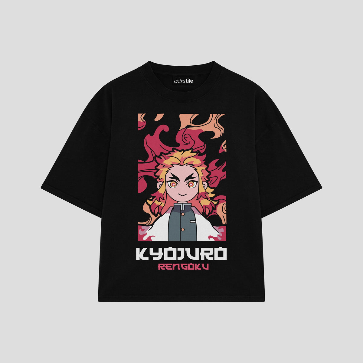Playera streetwear premium de anime y gaming ExtraLife MX, corte oversized drop shoulder ligero y fresco en color Deep Black y Off-White, moda urbana mexicana de culto.