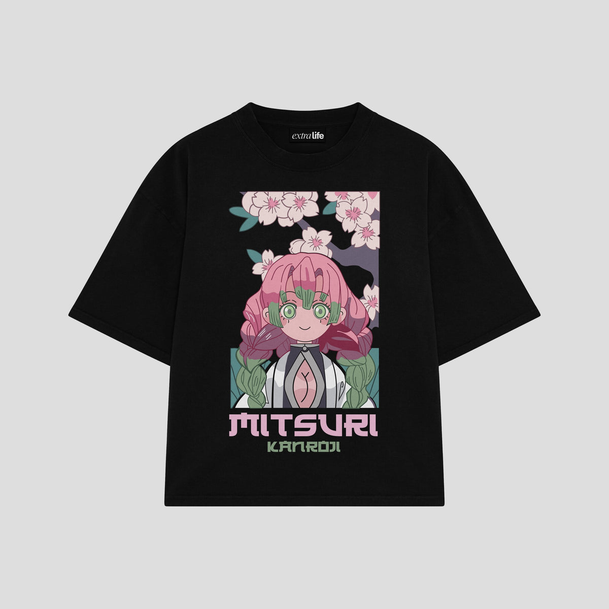 Playera streetwear premium de anime y gaming ExtraLife MX, corte oversized drop shoulder ligero y fresco en color Deep Black y Off-White, moda urbana mexicana de culto.