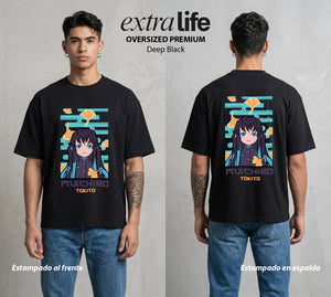 Cazadores de la Noche | Niebla sin Memoria Chibi #00979 - Playera Oversized Premium | Deep Black - Foto en modelo