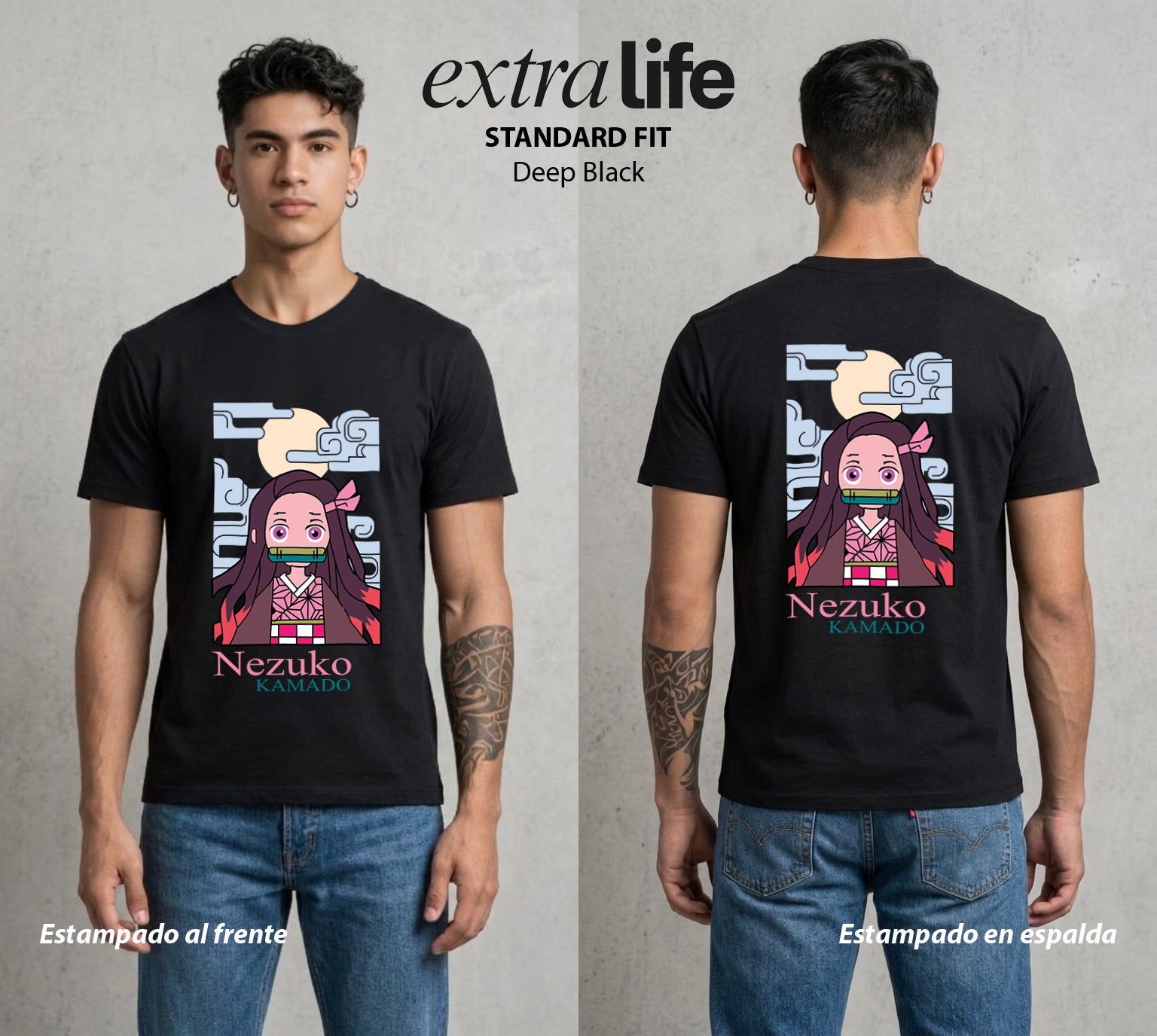 Cazadores de la Noche | La Hermana de Bambu Chibi #00981 - Playera Standard Fit | Deep Black - Foto en modelo