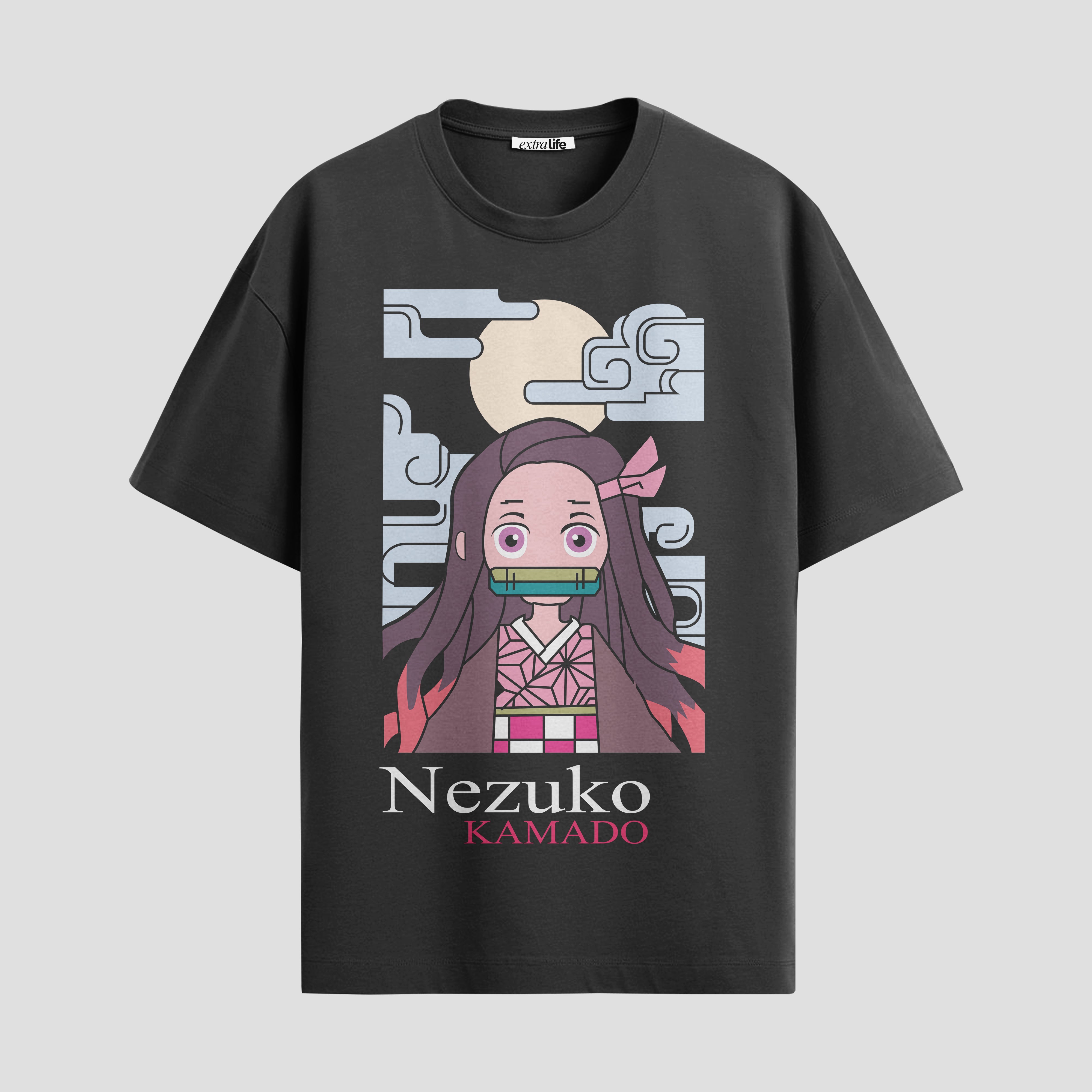 Playera urbana de anime y gaming ExtraLife MX, corte Standard Fit unisex ligero y transpirable en color Deep Black y Pure White, ropa de uso diario para gym y casual.