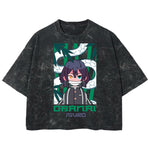 Playera streetwear premium de anime y gaming ExtraLife MX, corte boxy deluxe mineral wash heavyweight en color Acid Wash, moda urbana mexicana de culto.