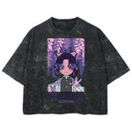 Playera streetwear premium de anime y gaming ExtraLife MX, corte boxy deluxe mineral wash heavyweight en color Acid Wash, moda urbana mexicana de culto.
