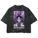 Playera streetwear premium de anime y gaming ExtraLife MX, corte boxy deluxe mineral wash heavyweight en color Acid Wash, moda urbana mexicana de culto.