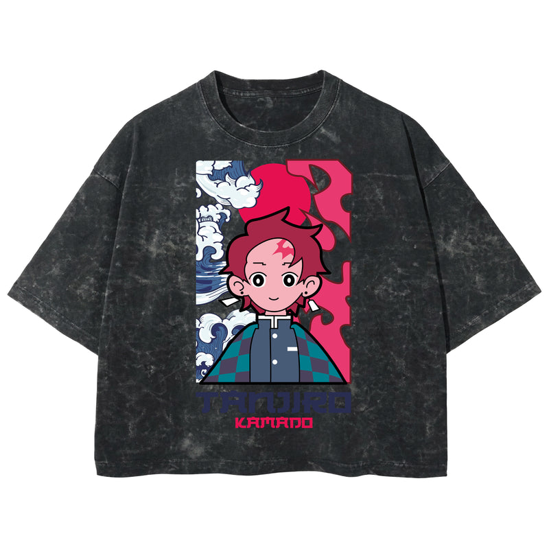 Playera streetwear premium de anime y gaming ExtraLife MX, corte boxy deluxe mineral wash heavyweight en color Acid Wash, moda urbana mexicana de culto.